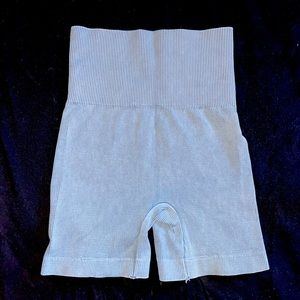 Grey Ribber Biker Shorts